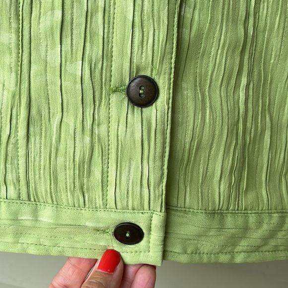 New Ruby Rd. Neon green animal print button down jacket - Picture 5 of 15